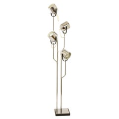 Chromed Reggiani Floor Lamp with Four Spotlights, circa 1970