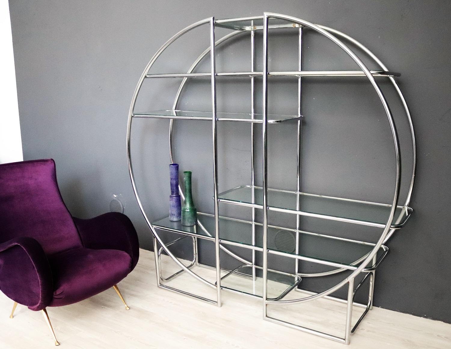 Chromed Shelf in the Art Deco Style, 1970s In Good Condition In Morazzone, Varese