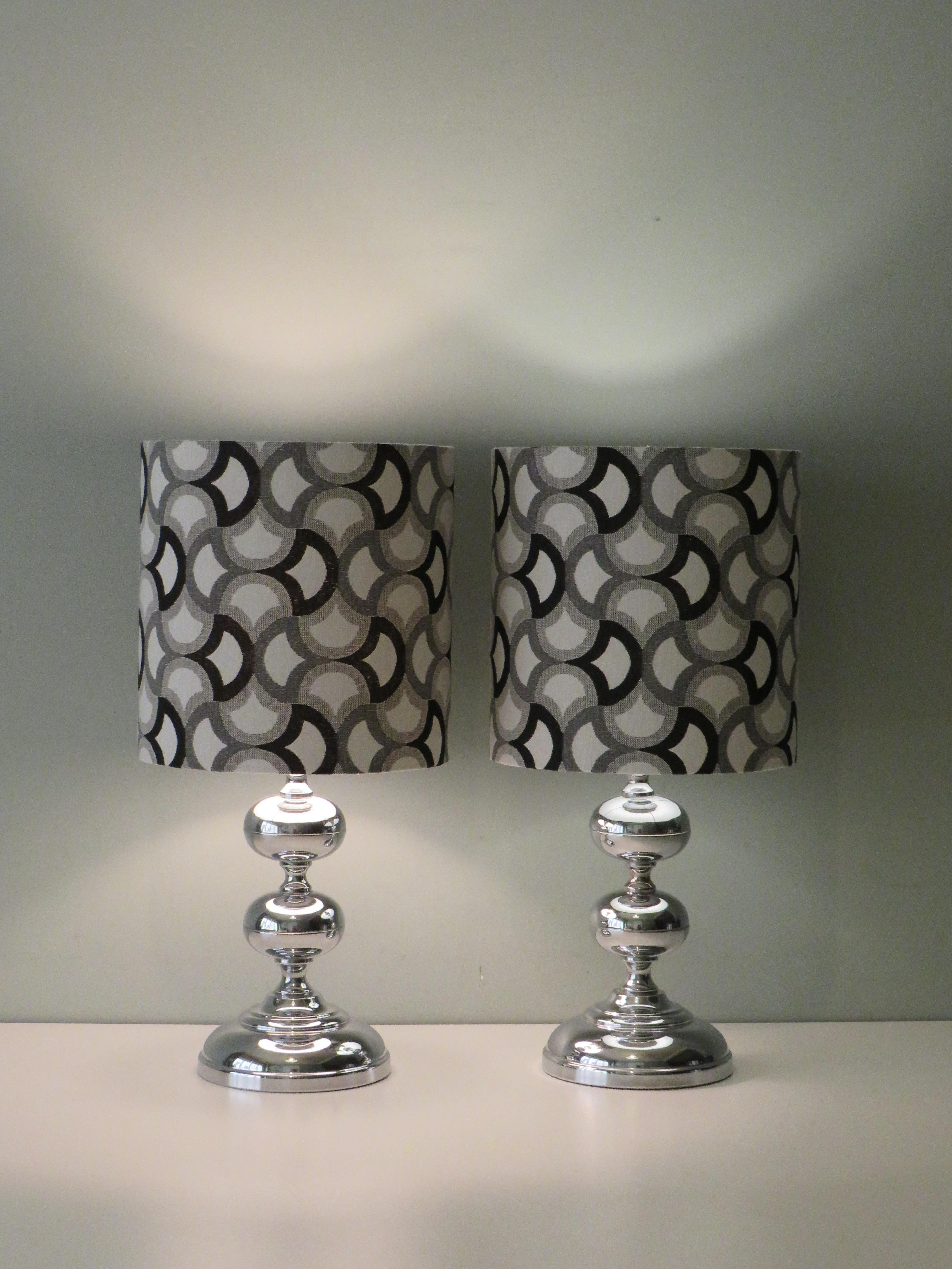 Belgian Chromed Space Age Table Lamp 1960s, Set of 2 For Sale