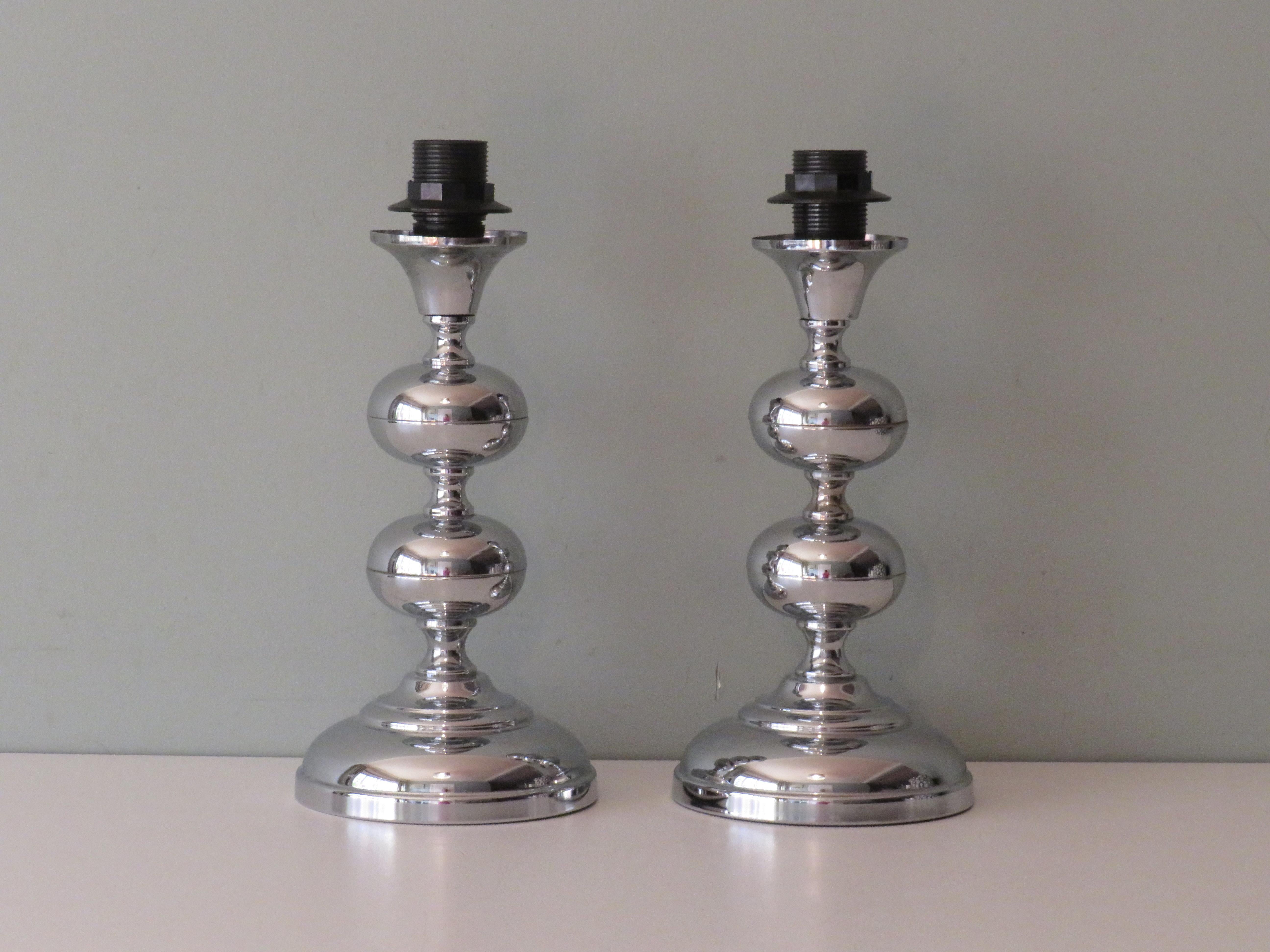 Mid-20th Century Chromed Space Age Table Lamp 1960s, Set of 2 For Sale