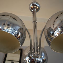 Mid-century modern Chromed sphere chandelier Goffredo Reggiani, Italy, 1970s