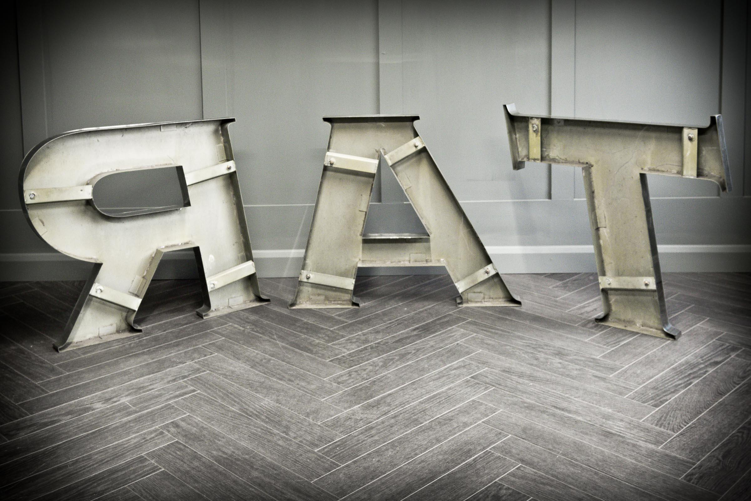 English Chromed Stainless Steel Letters A-R-T For Sale