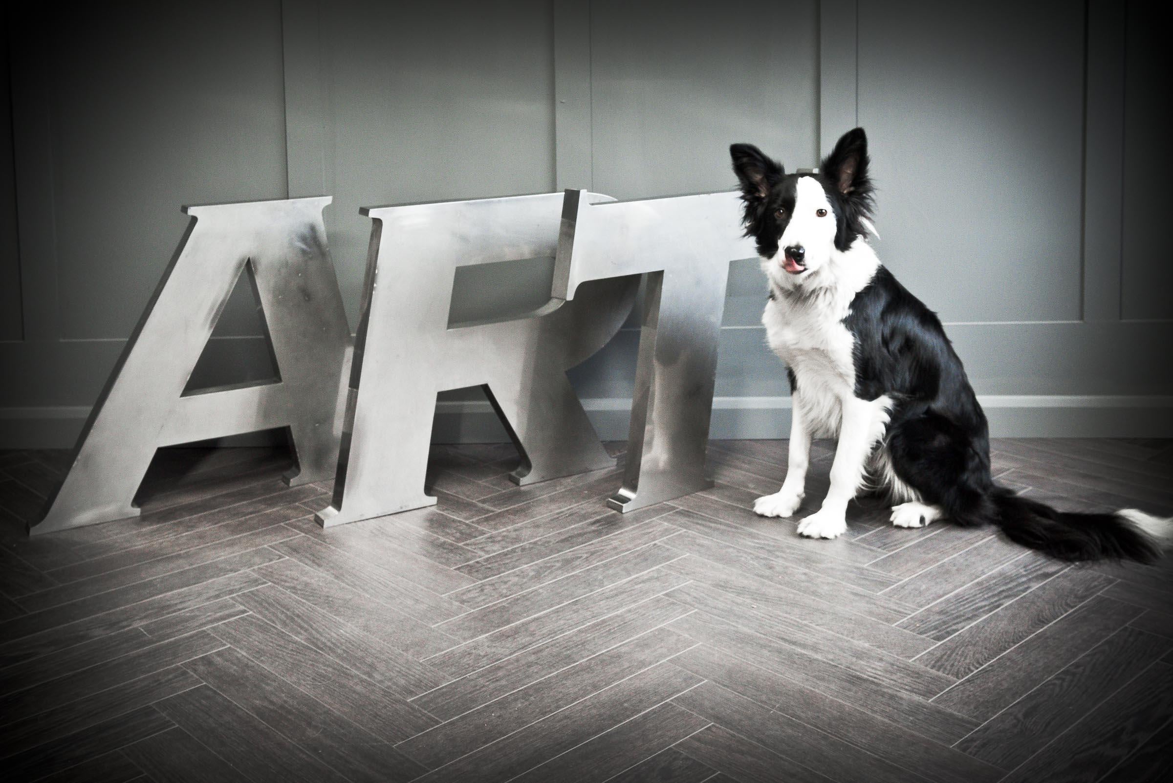 Chromed Stainless Steel Letters A-R-T In Good Condition For Sale In Alton, GB