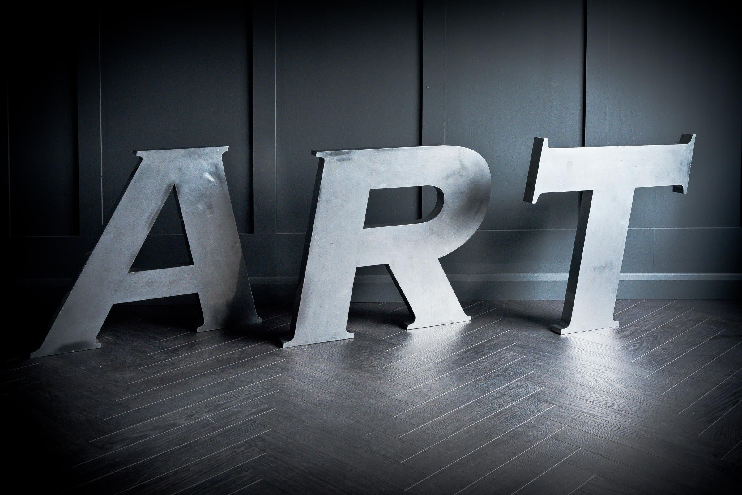 20th Century Chromed Stainless Steel Letters A-R-T For Sale
