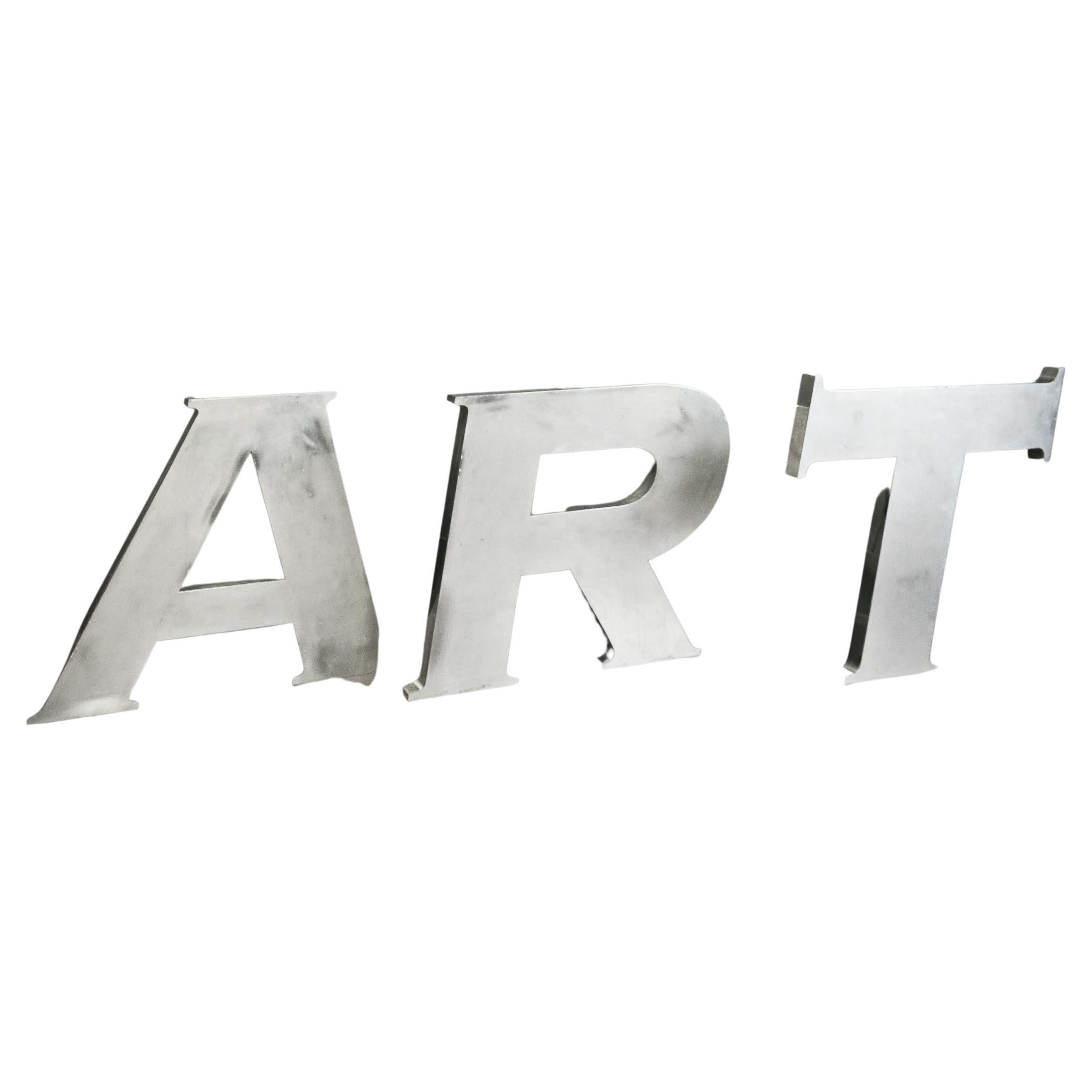 Chromed Stainless Steel Letters A-R-T For Sale