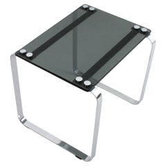 Chromed Steel and Smoked Glass Coffee Side Table