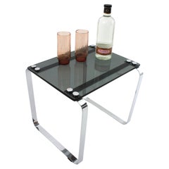 Chromed Steel and Smoked Glass Coffee Side Table