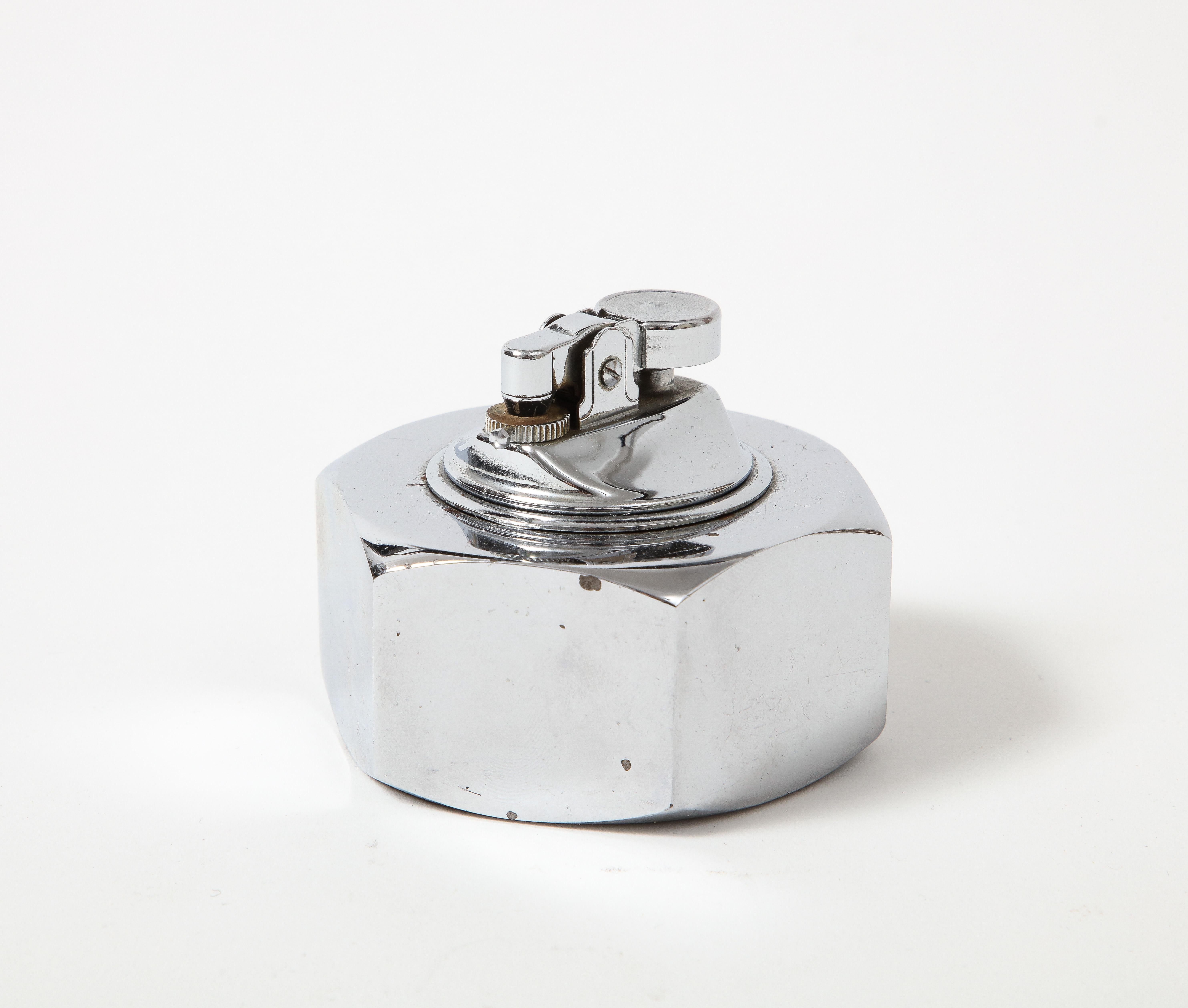 Chromed Steel, Bolt Tabletop Lighter, France, c. 1960 In Good Condition For Sale In New York City, NY
