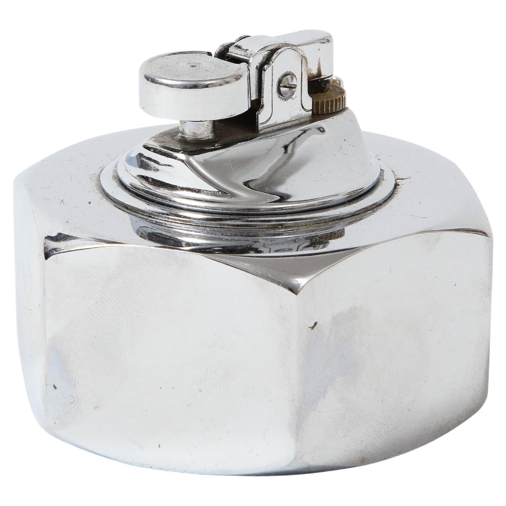 Chromed Steel, Bolt Tabletop Lighter, France, c. 1960 For Sale