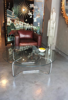 Chromed Steel Coffee Table Base After Milo Baughman