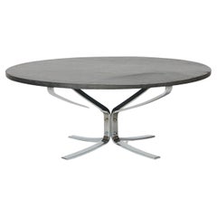 Vintage Chromed Steel & Slate Falcon Coffee Table by Sigurd Ressell