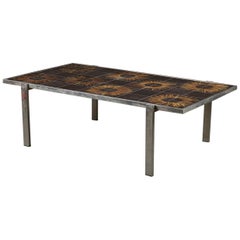 Chromed Steel Tile Top Coffee Table