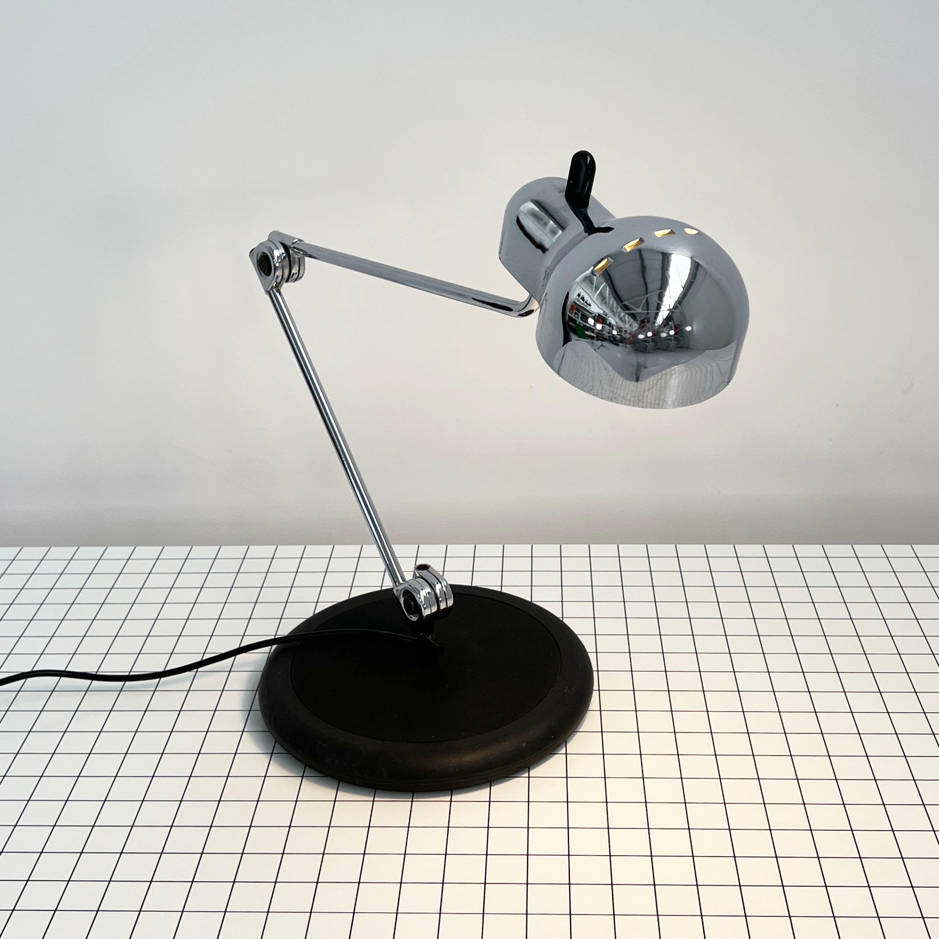 Italian Chromed Topo Desk Lamp by Joe Colombo for Stilnovo, 1970s