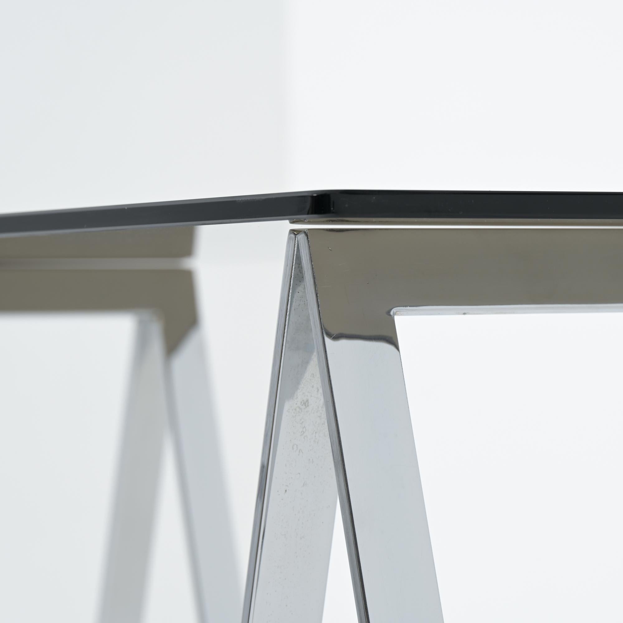 Chromed Trestles Table and Folding Chair by Elios Colle d'Elsa For Sale 6