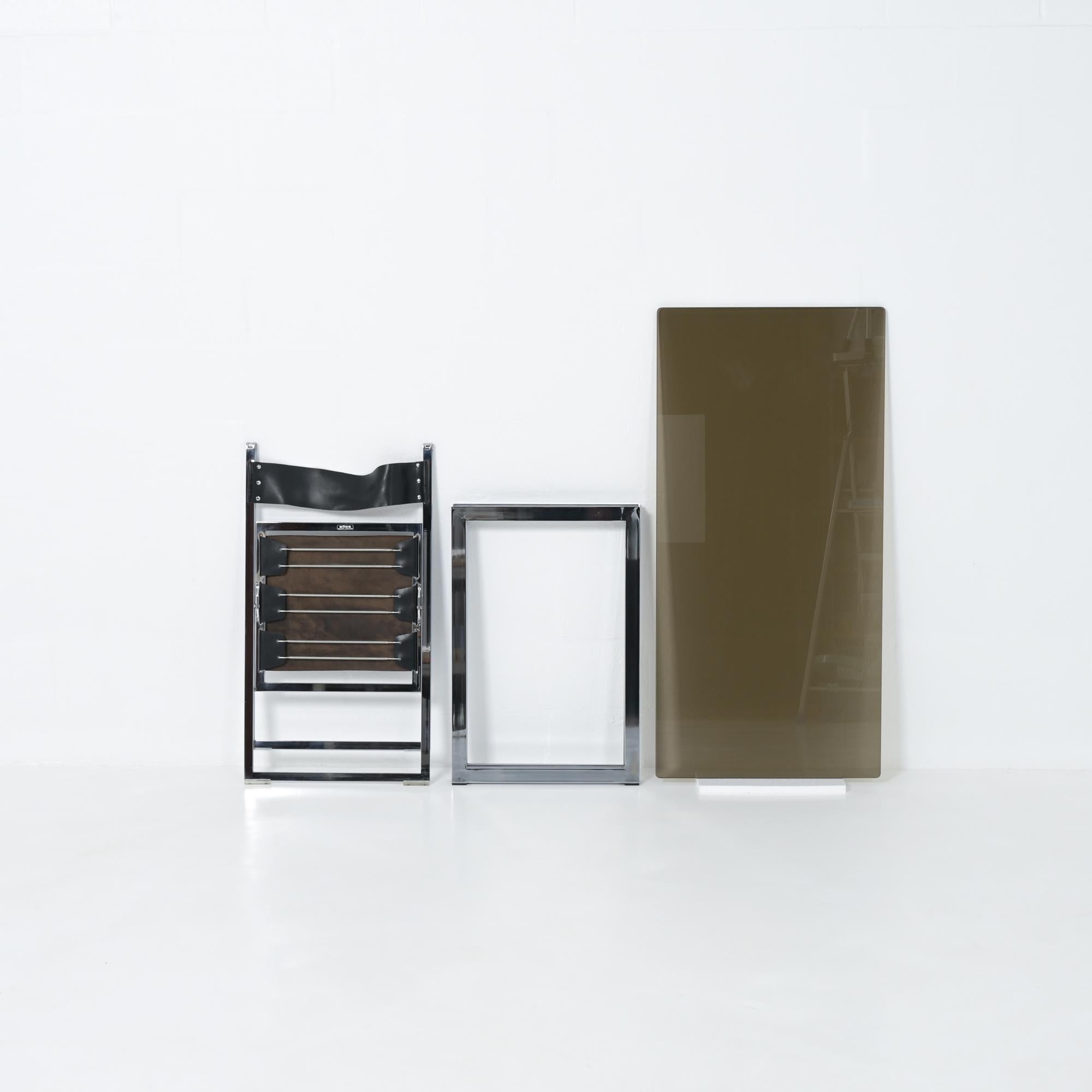 Chromed Trestles Table and Folding Chair by Elios Colle d'Elsa For Sale 7