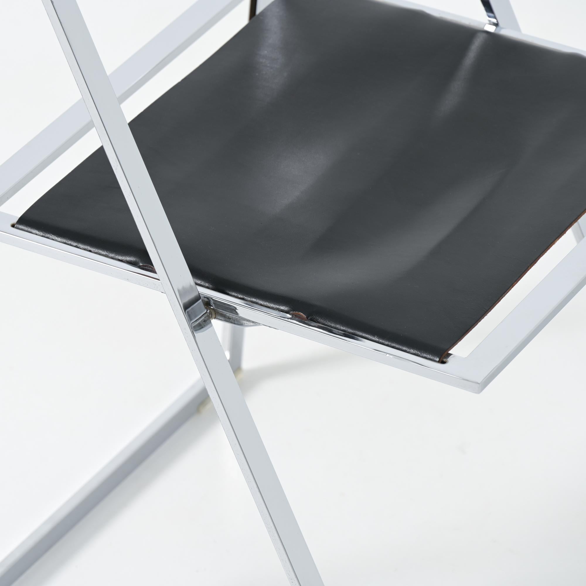 Chromed Trestles Table and Folding Chair by Elios Colle d'Elsa For Sale 11