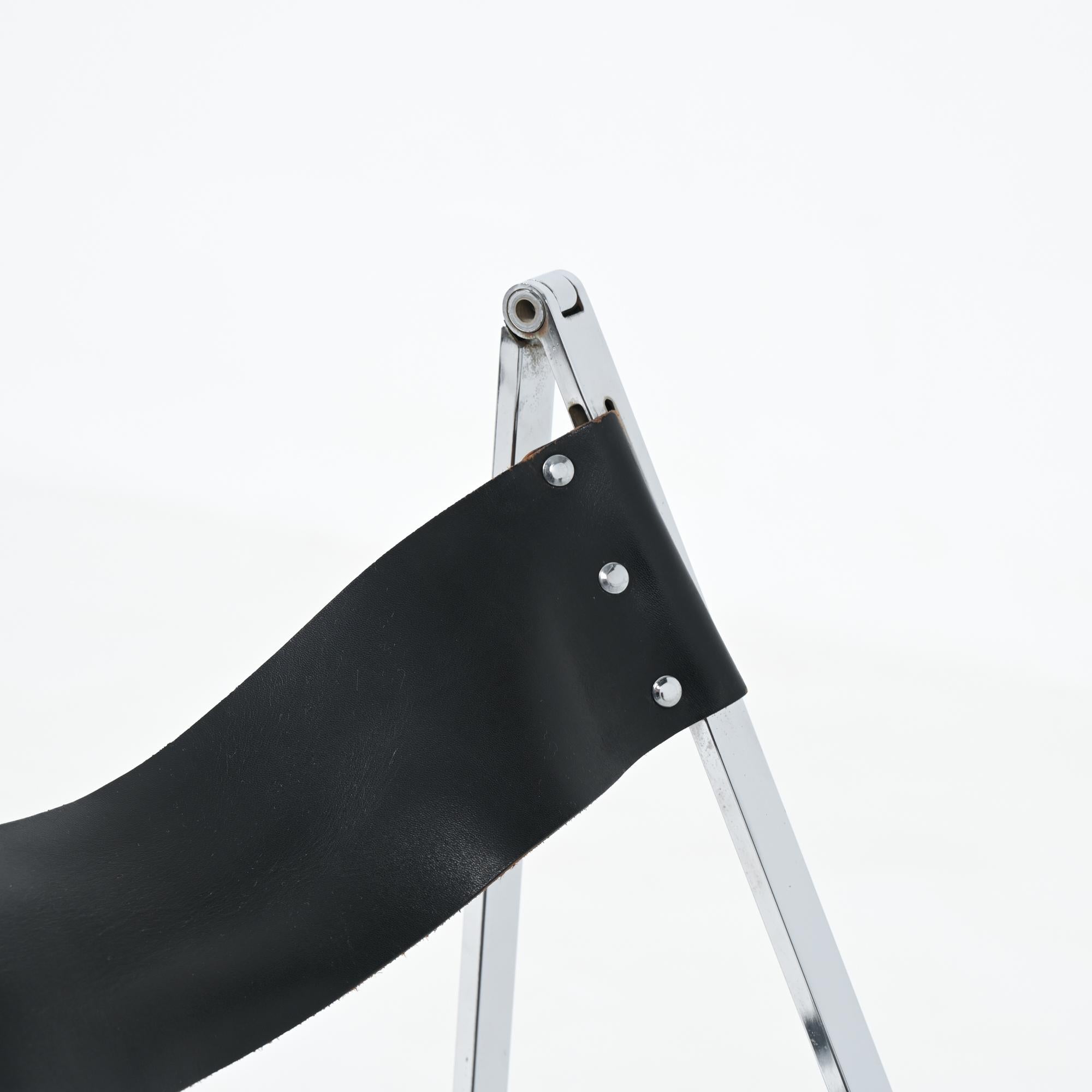 Chromed Trestles Table and Folding Chair by Elios Colle d'Elsa For Sale 13