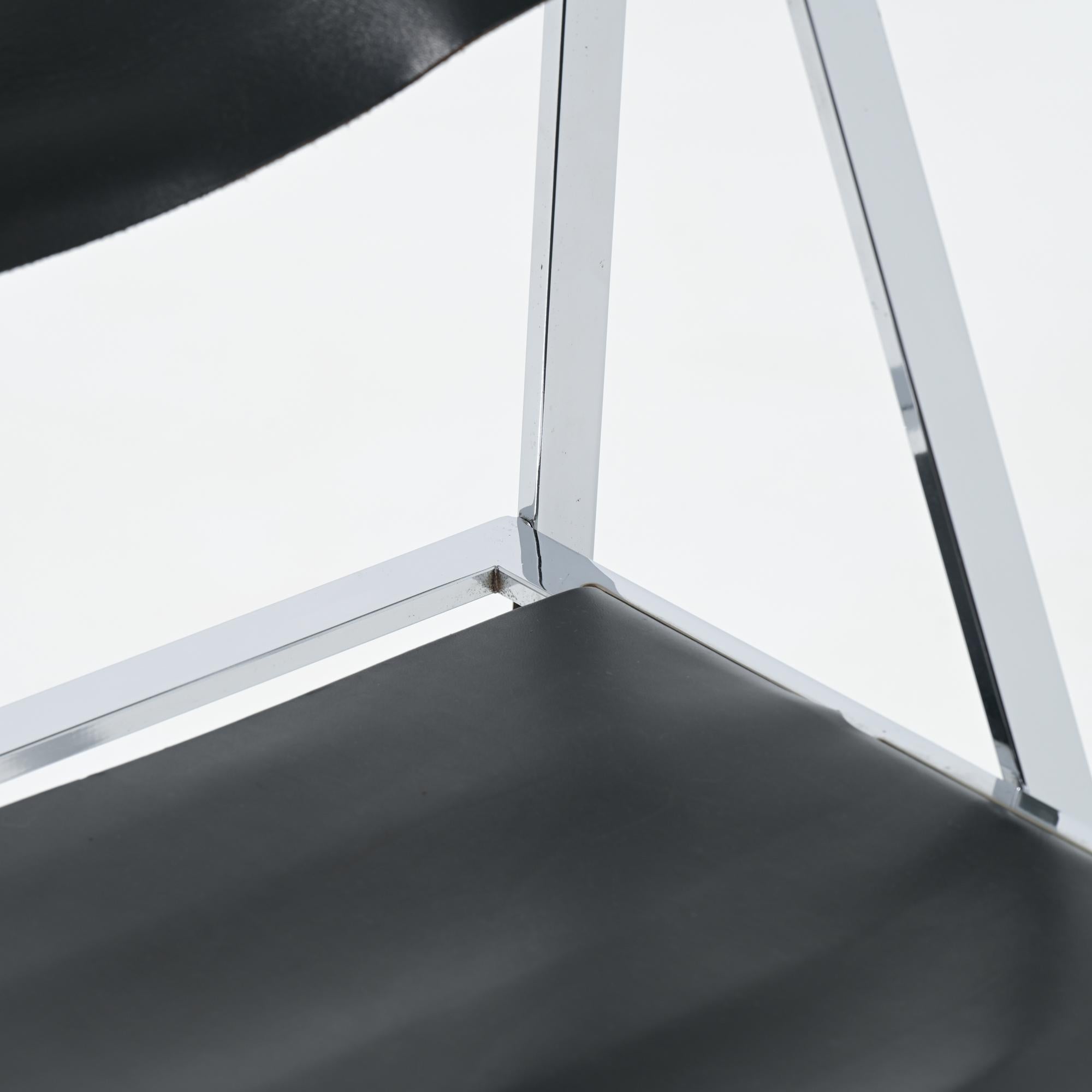 Chromed Trestles Table and Folding Chair by Elios Colle d'Elsa For Sale 14