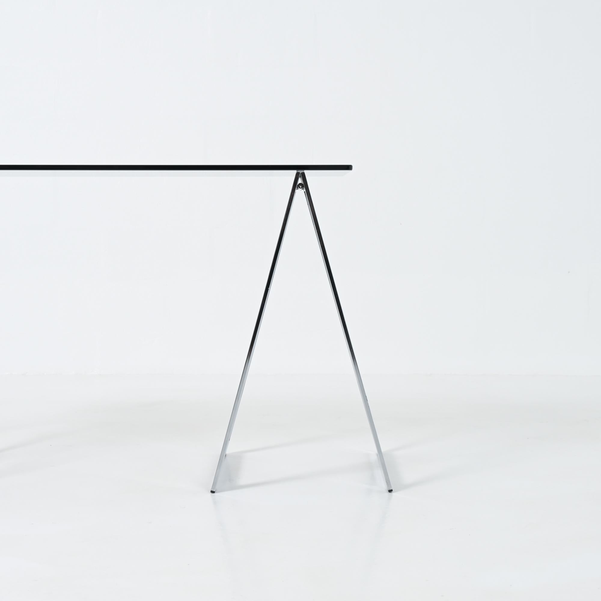 Chromed Trestles Table and Folding Chair by Elios Colle d'Elsa In Good Condition For Sale In Vlimmeren, BE