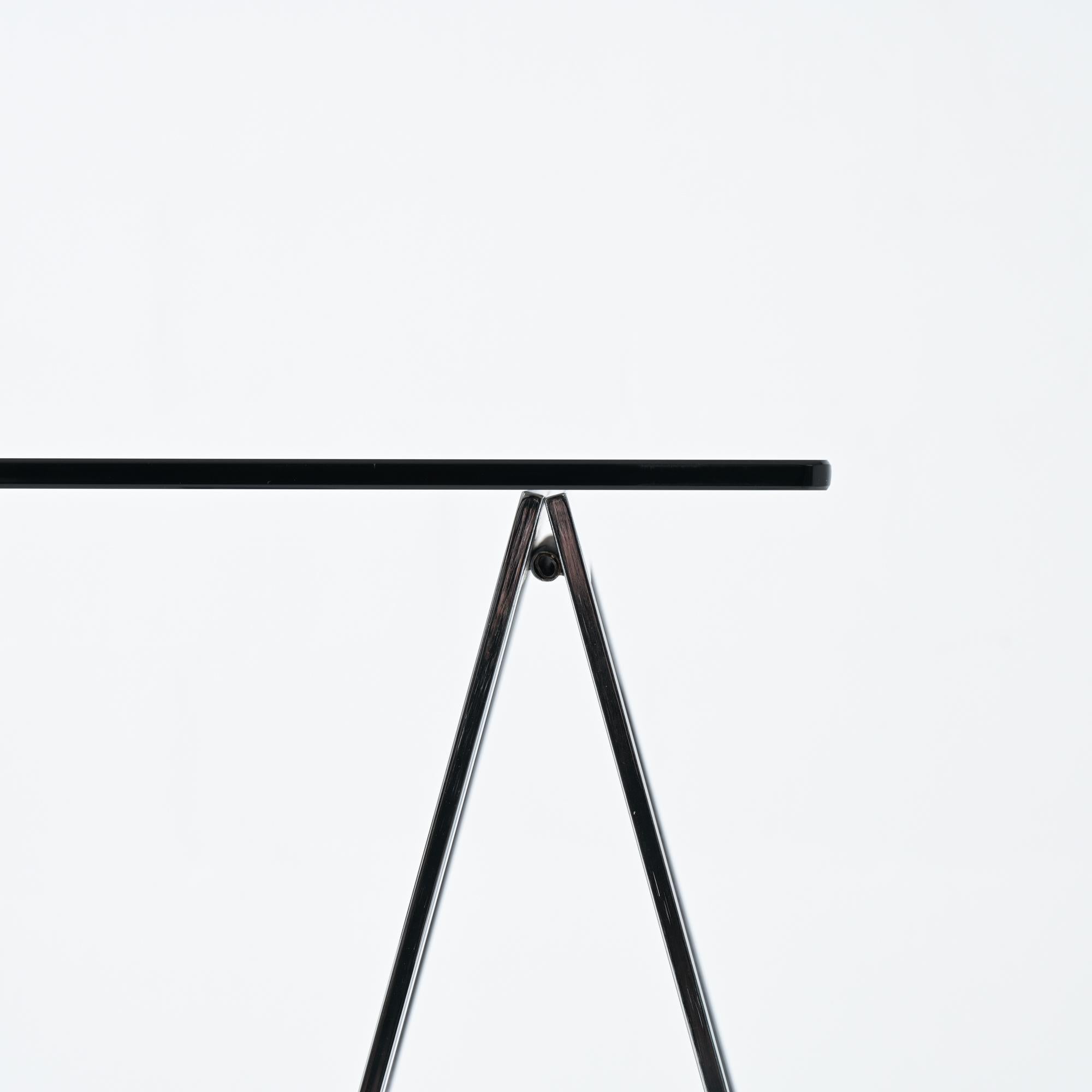 Late 20th Century Chromed Trestles Table and Folding Chair by Elios Colle d'Elsa For Sale