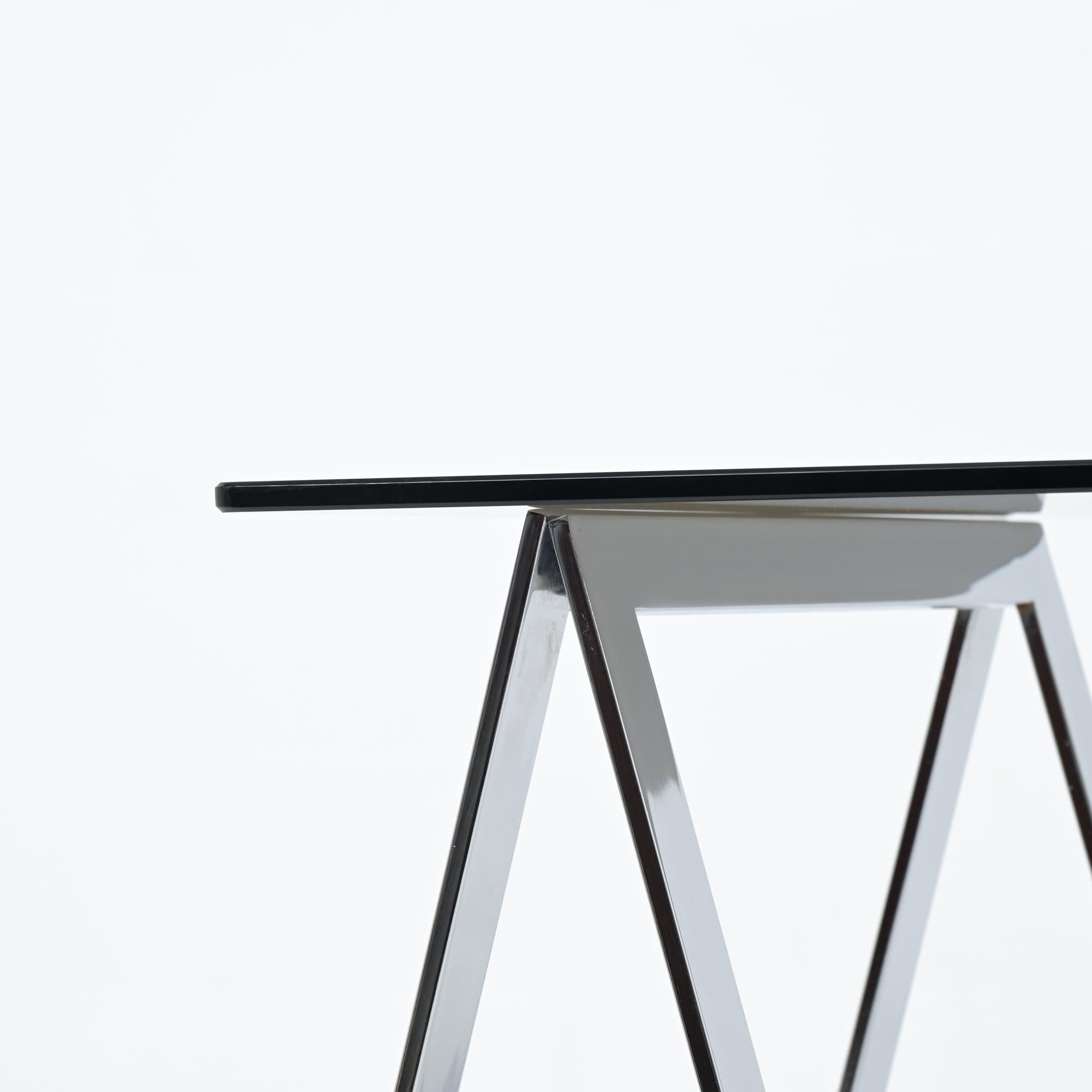 Steel Chromed Trestles Table and Folding Chair by Elios Colle d'Elsa For Sale