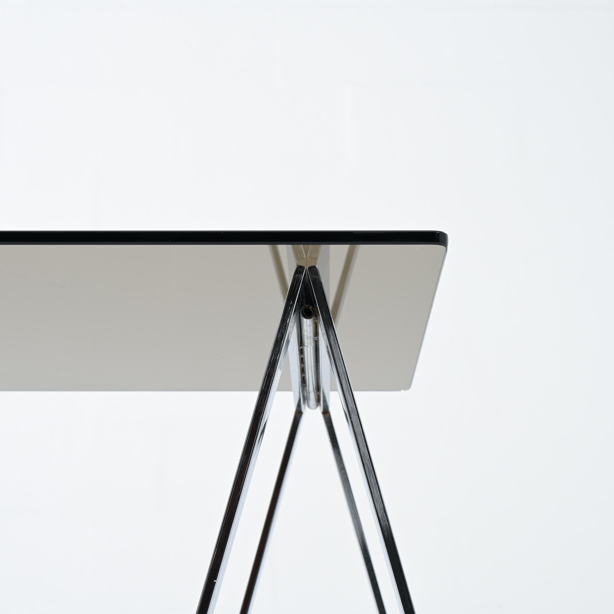 Chromed Trestles Table and Folding Chair by Elios Colle d'Elsa For Sale 1