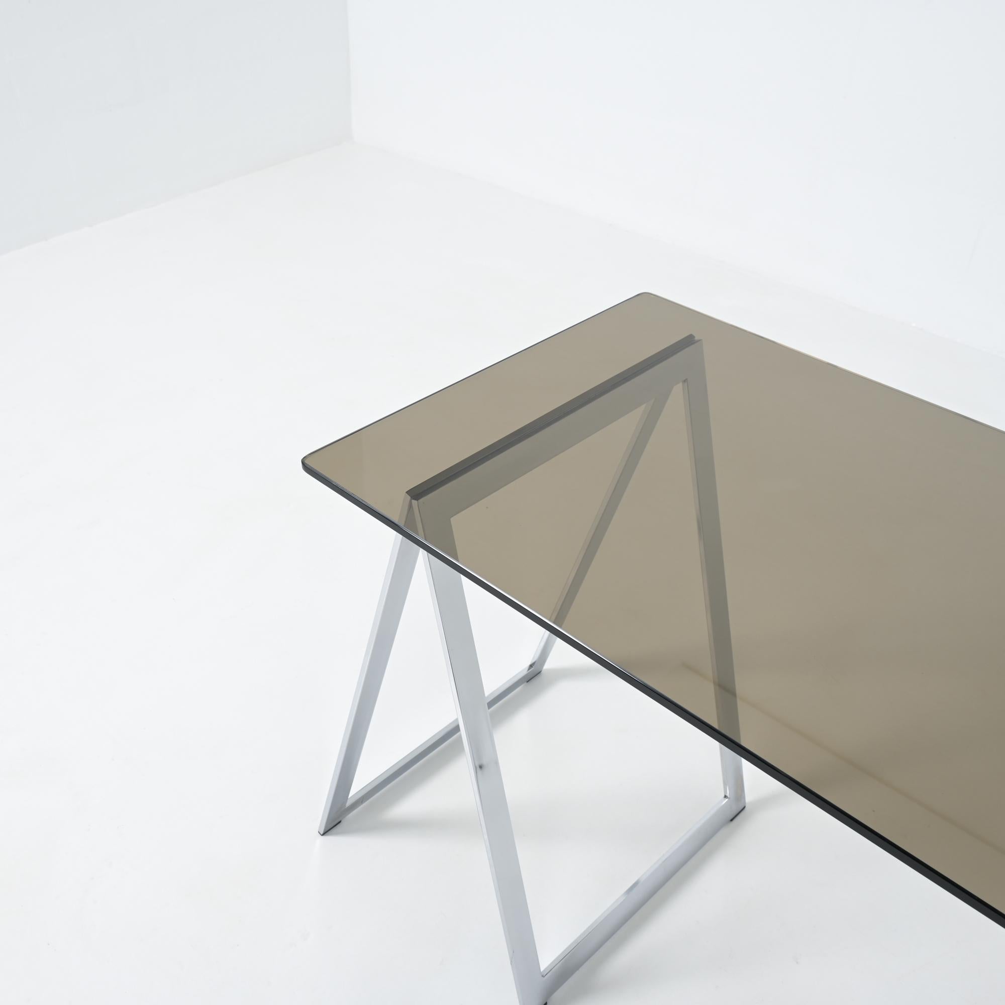 Chromed Trestles Table and Folding Chair by Elios Colle d'Elsa For Sale 2