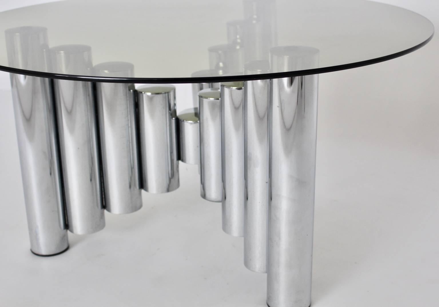 Mid Century Modern Vintage Chromed Tube Coffee Table Manhattan, 1960s In Good Condition For Sale In Vienna, AT