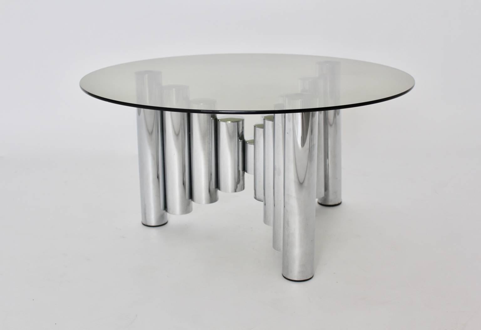 Mid-20th Century Mid Century Modern Vintage Chromed Tube Coffee Table Manhattan, 1960s For Sale