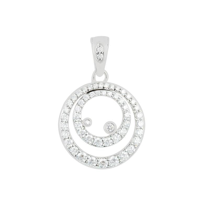 Colgante de oro blanco de 18 quilates con un diamante blanco de 0,73 ct (sin defectos) en Excelente estado para la venta en New York, NY