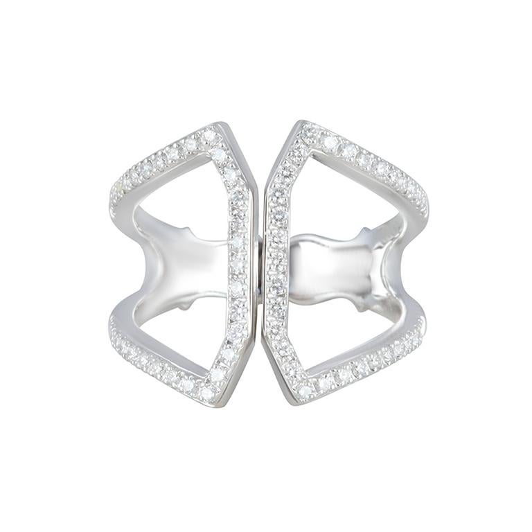 Chromia 1/2ct White Diamond (D-Flawless) 18K White Gold Ring In Excellent Condition For Sale In New York, NY