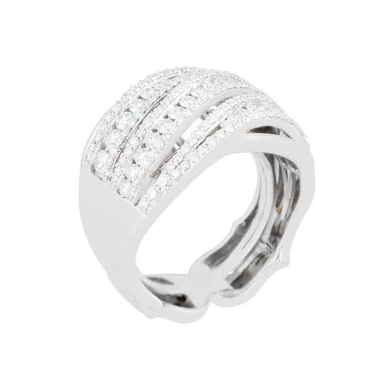 Taglio brillante Anello con diamante bianco da 1,22 carati (senza difetti) in oro bianco 18K in vendita