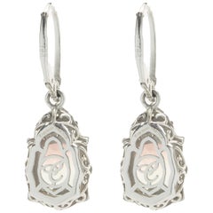 Chromia 18 Karat White Gold Watermelon Tourmaline and Diamond Drop Earrings