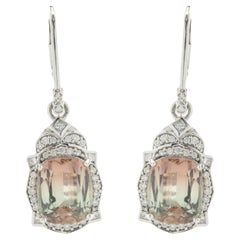 Chromia 18 Karat White Gold Watermelon Tourmaline and Diamond Drop Earrings