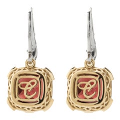Chromia 18k White/Yellow Gold Garnet and Fancy Yellow and White Diamond Earrings
