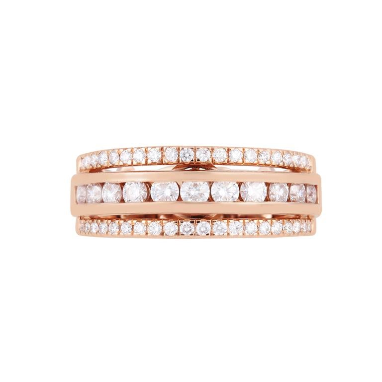 Anillo de oro rosa de 18 quilates con un diamante blanco de 1 quilate (sin defectos). en Excelente estado para la venta en New York, NY