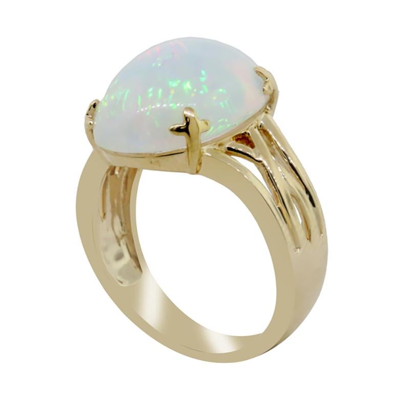 Moderno Anello in oro giallo Chromia 6,61ct Ethiopian Opal 14K in vendita