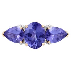Chromia AA+ Tanzanite & White Diamond 14K Yellow Gold Ring 6.45cts
