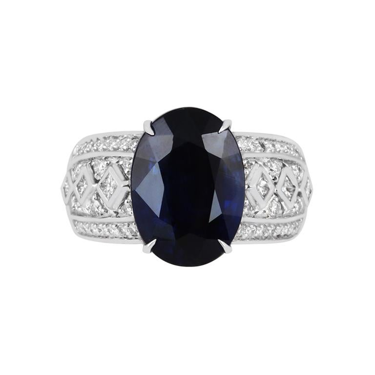 Bague en or blanc 18 carats avec kyanite bleue et diamant blanc 9,53cts Excellent état - En vente à New York, NY
