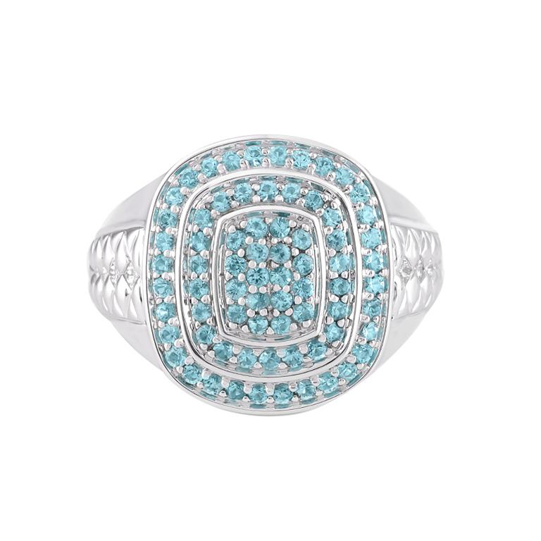 Turmalina Paraiba brasileña y diamante blanco Anillo para hombre de oro blanco de 18 quilates 1,18cts en Excelente estado para la venta en New York, NY