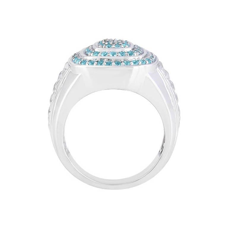 Turmalina Paraiba brasileña y diamante blanco Anillo para hombre de oro blanco de 18 quilates 1,18cts en venta 1