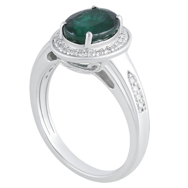 De las mujeres Esmeralda cromada y diamante blanco en anillo de oro blanco de 14 quilates 2,11cts en venta