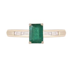 Chromia Emerald & White Diamond in 14K Yellow Gold Ring 1.07cts