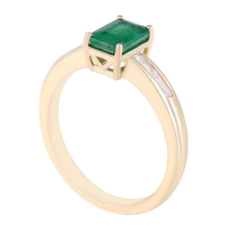 De las mujeres Esmeralda cromada y diamante blanco en anillo de oro amarillo de 14 quilates 1,07cts en venta