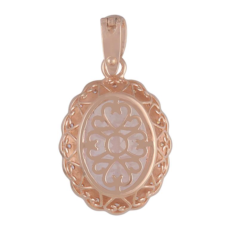 Taille brillant Pendentif en or rose 14 carats Morgane chromatique et diamant blanc 8,97cts en vente