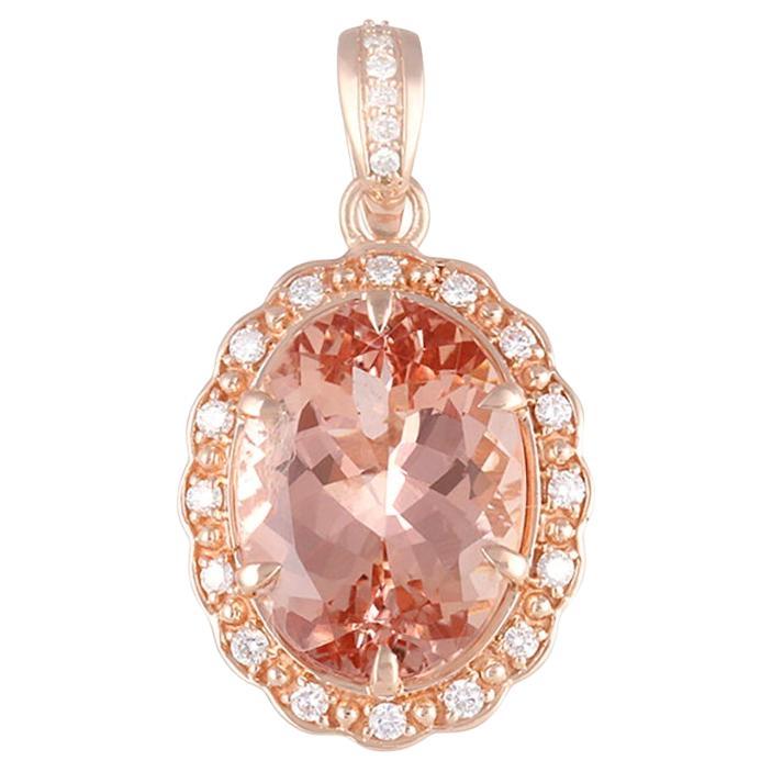 Pendentif en or rose 14 carats Morgane chromatique et diamant blanc 8,97cts en vente