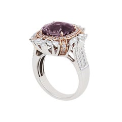 Chromia Purple Diaspore & Pink, White Diamond in 18K Two Tone Gold Ring 7.88cts