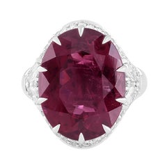 Chromia Rubellite & White Diamond in 18K White Gold Ring 18.65cts