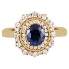 Chromia Sapphire & White Diamond 18K Yellow Gold Ring 2.32cts