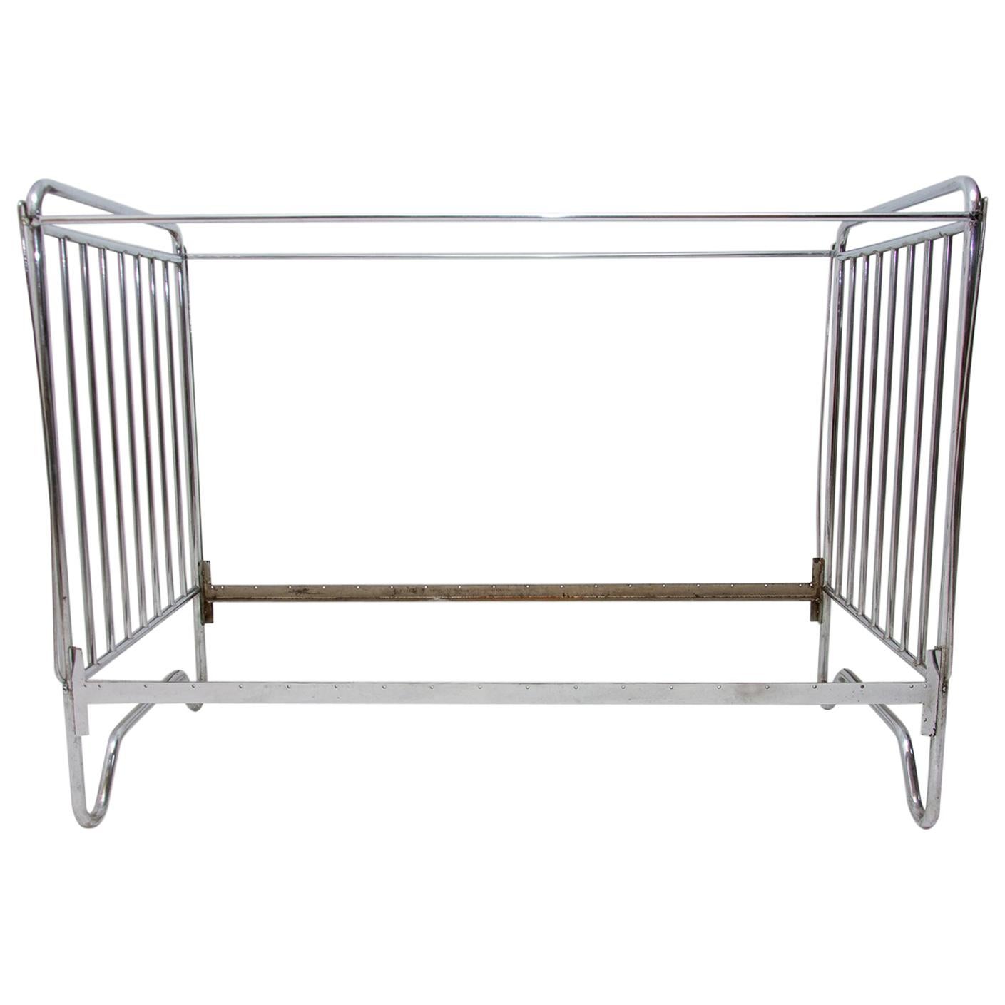 Chromium Plated Childern Bed, Bauhaus Period, 1930s For Sale